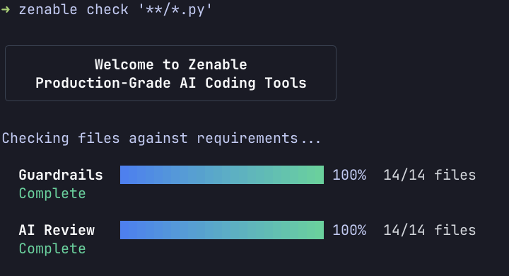 Progress bars during zenable check